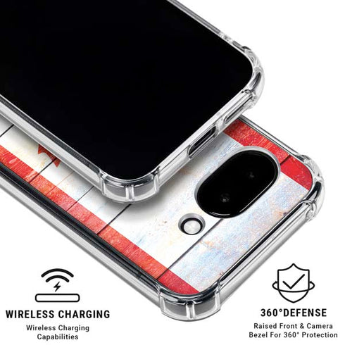 Canada Flag Light Wood Google Pixel 9a Clear Case